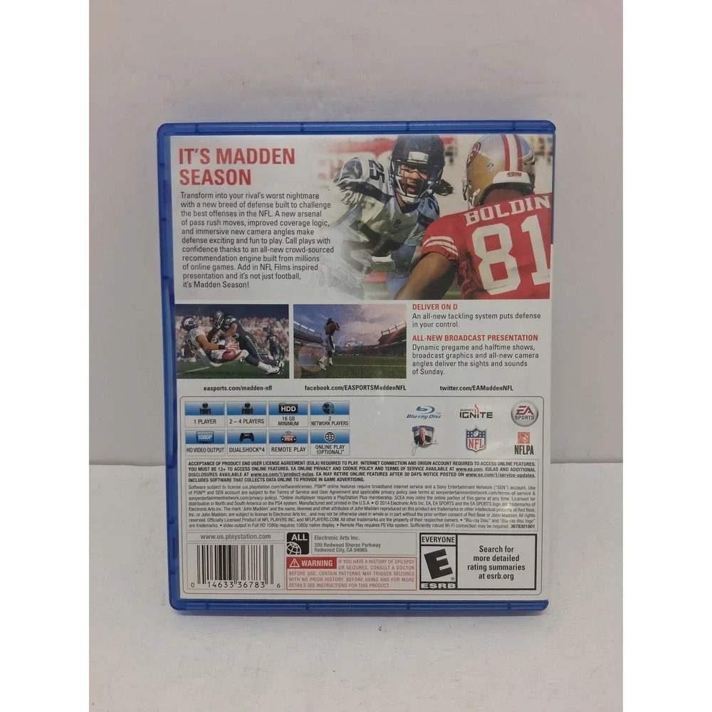 EA Sports Madden NFL 15 Sony PlayStation 4 PS4 Football Video Game 2014